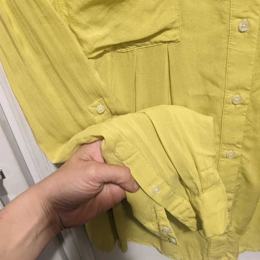 Maeve yellow M long sleeve tunic button up oversized - Picture 6 of 10